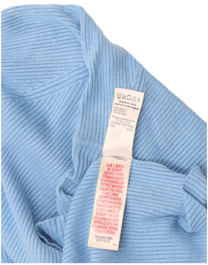 Top feminino Marks & Spencer manga comprida UK 18 XL azul viscose