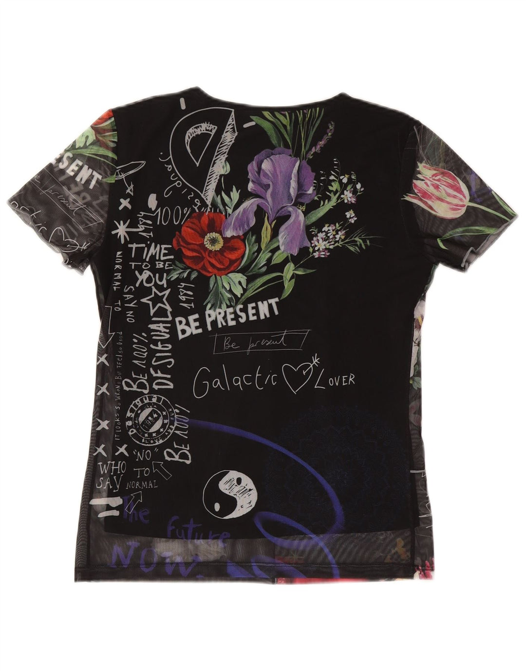 Camiseta feminina Desigual com estampa gráfica UK 12 poliéster floral preto médio