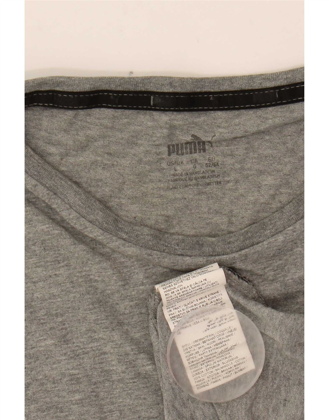 Camiseta masculina Puma Graphic Top grande algodão manchado cinza