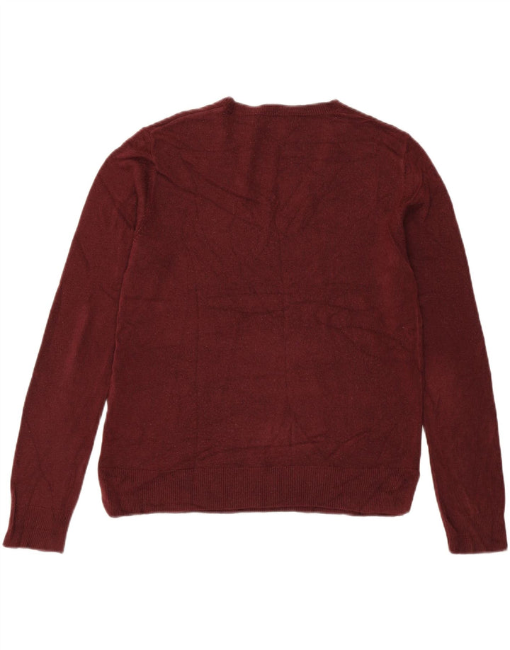 Suéter feminino Marks & SPENCER com decote em V Reino Unido 12 Médio Borgonha