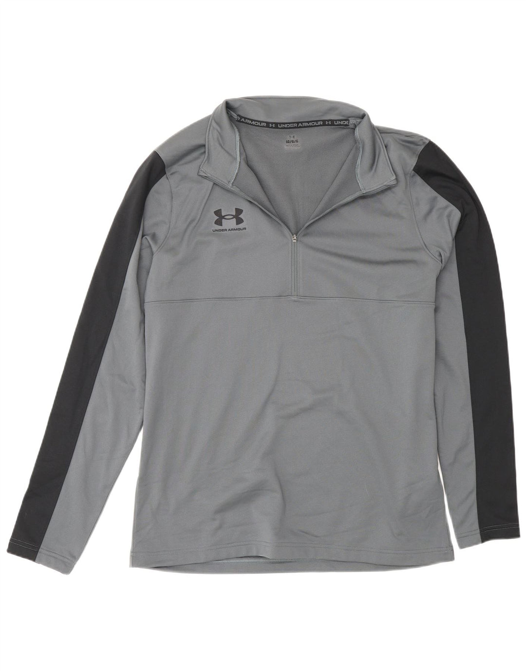 Under Armour Mens Zip Neck Pulôver Treino Top Grande Bloco de cores cinza