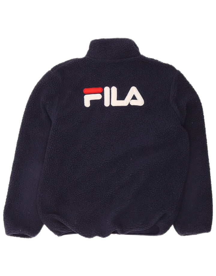 Jaqueta de lã feminina FILA Oversized Graphic UK 6 XS azul marinho poliéster
