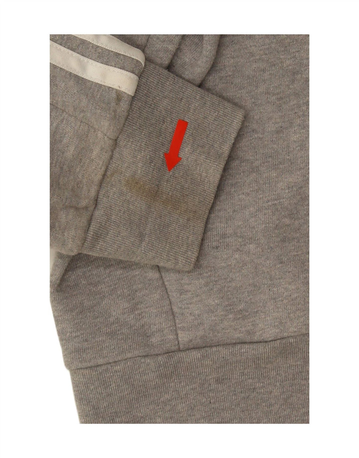 Adidas masculino regular fit zip moletom com capuz médio algodão cinza