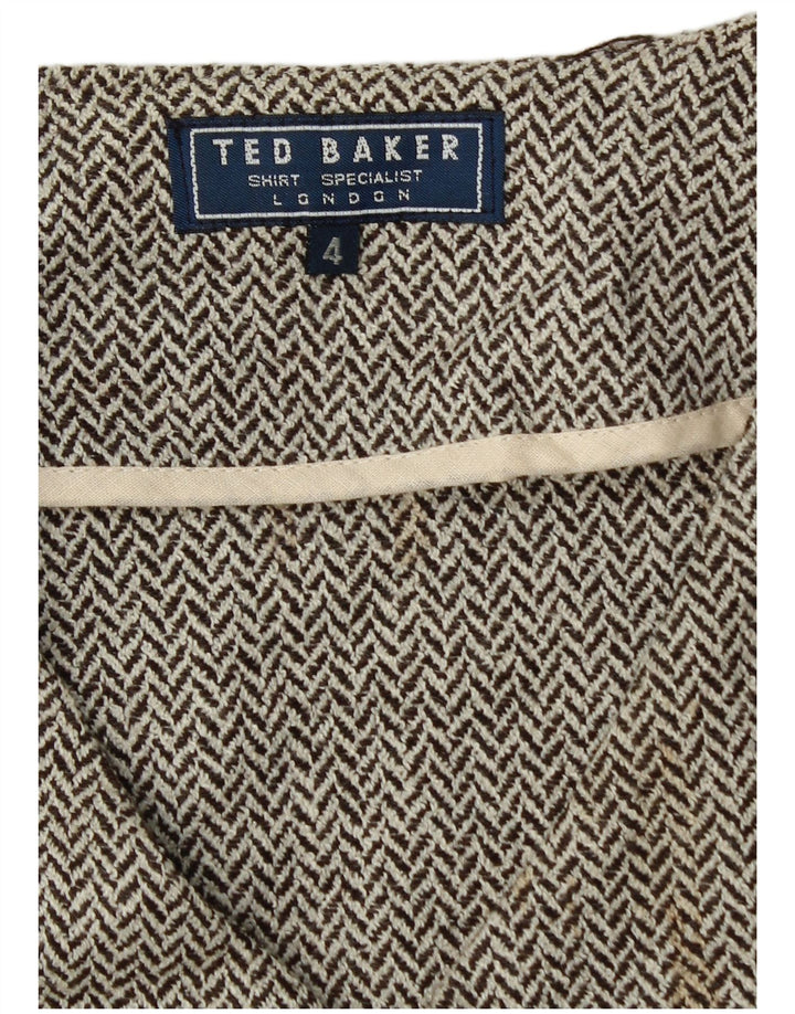 Colete masculino Ted Baker Regular Fit tamanho 4 grande espinha de peixe cinza