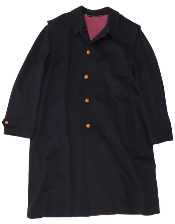 Sobretudo masculino vintage UK 44 2XL azul marinho