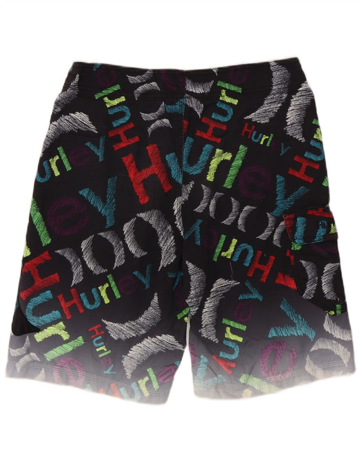 Shorts de natação Hurley masculino gráfico médio preto poliéster