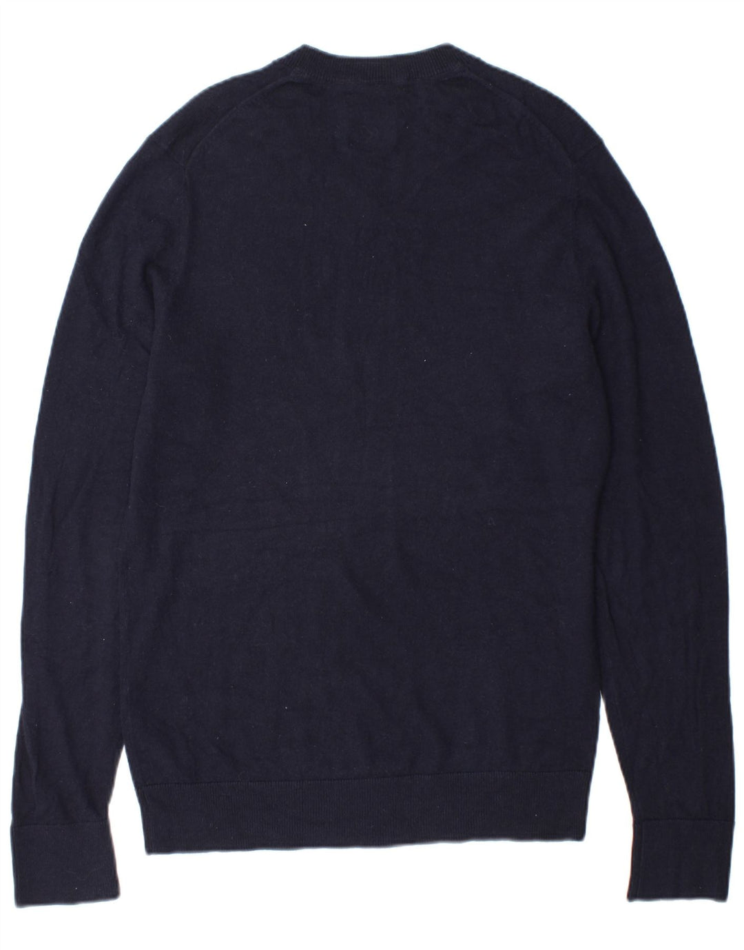 Suéter masculino Abercrombie & Fitch com decote em V de lã azul marinho médio