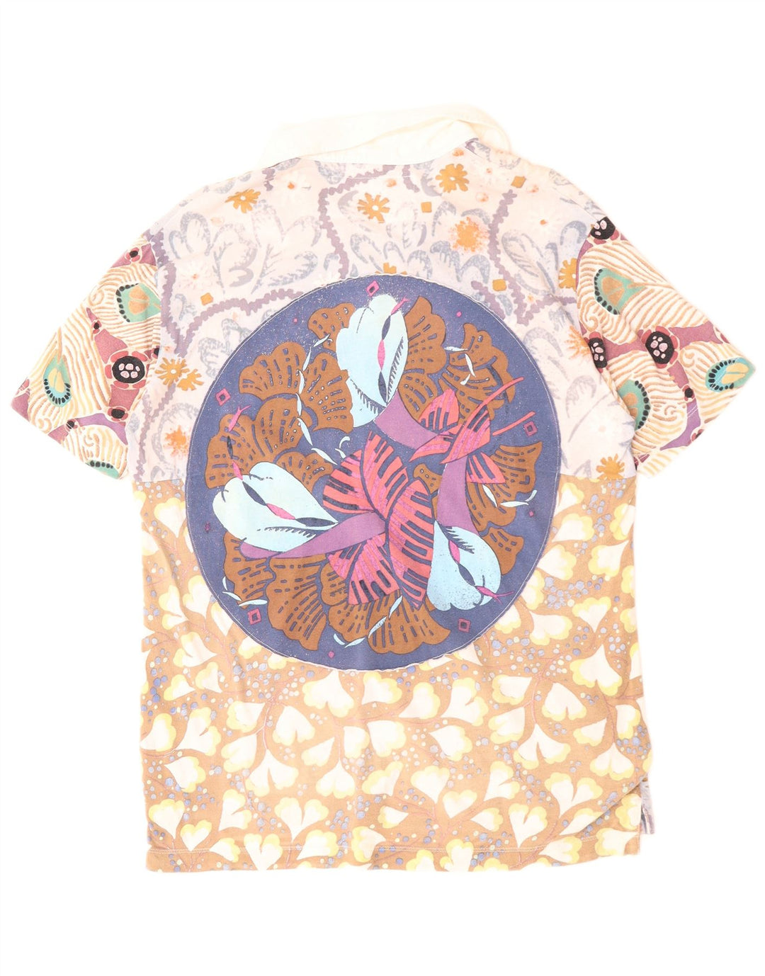REPLAY Camisa polo masculina média de algodão floral multicolorido