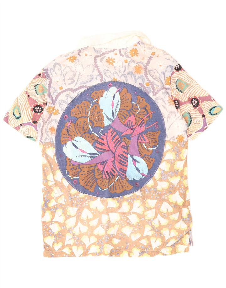 REPLAY Camisa polo masculina média de algodão floral multicolorido