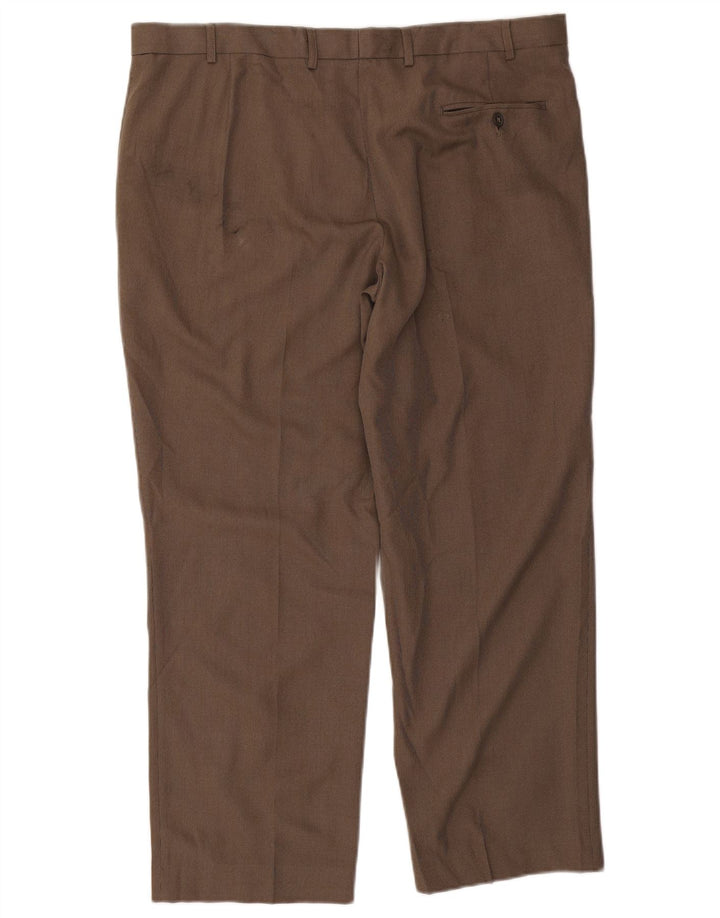 Calça masculina de ajuste regular Marks & Spencer W40 L29 poliéster marrom
