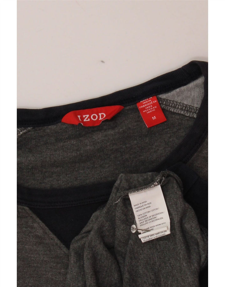 IZOD moletom masculino jumper cinza médio algodão colorblock
