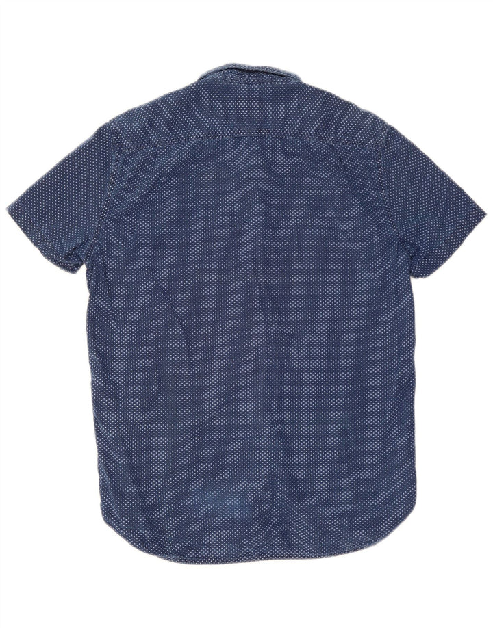Camisa masculina de manga curta Superdry algodão manchado azul médio