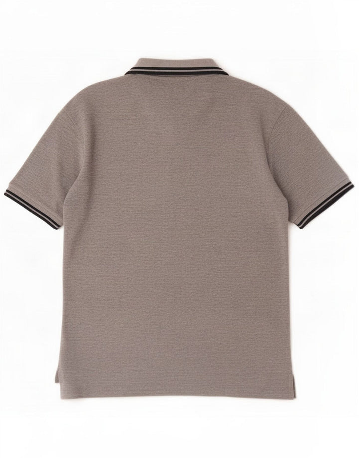 Camisa polo masculina Asics algodão listrado cinza médio