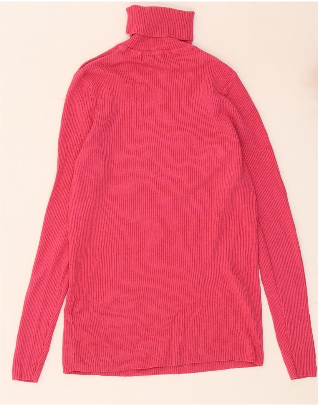 Top feminino Marks & Spencer com gola redonda e manga comprida Reino Unido 10 viscose rosa pequena