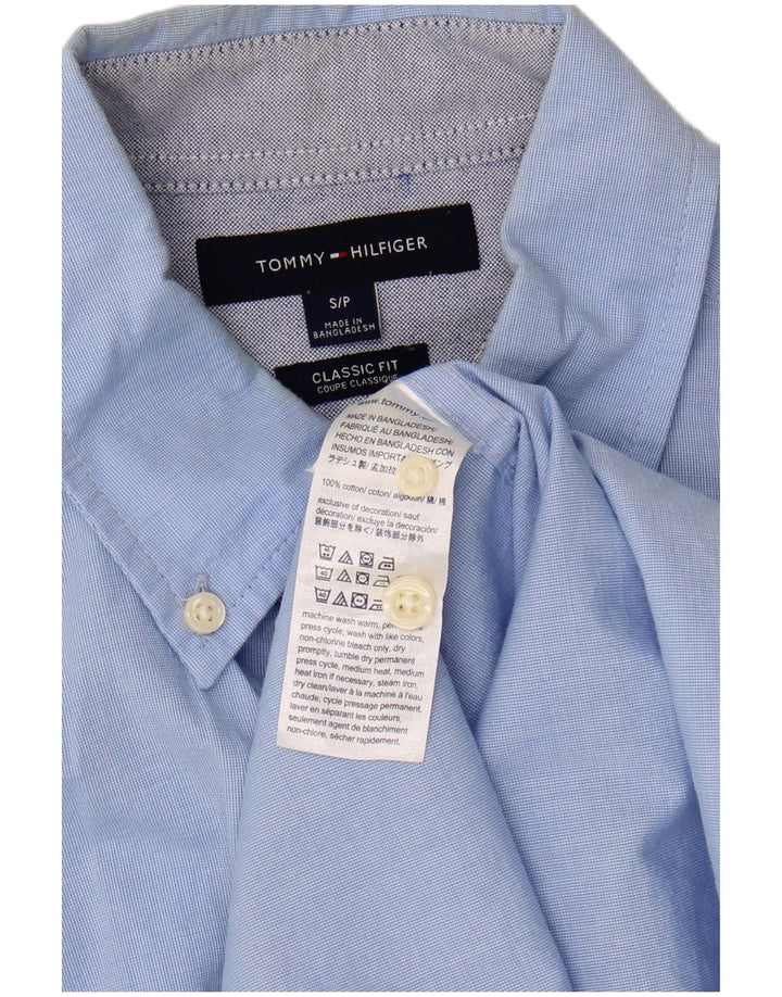 Camisa masculina TOMMY HILFIGER Classic Fit pequena azul algodão