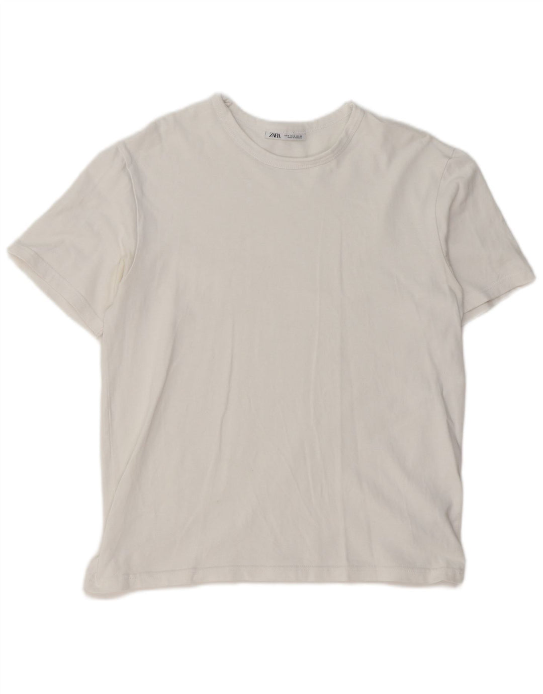 Camiseta masculina ZARA Top médio algodão branco