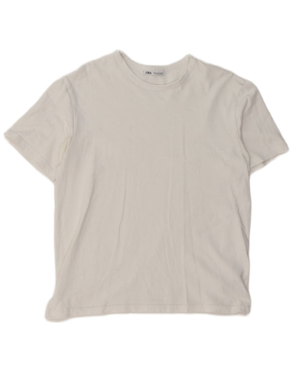 Camiseta masculina ZARA Top médio algodão branco