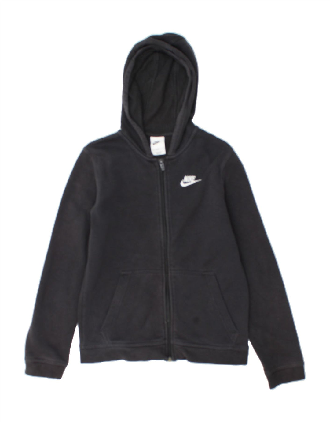 NIKE Boys Zip Hoodie Sweater 12-13 Years Large Black Cotton Vintage Nike and Second-Hand Nike from Messina Hembry 