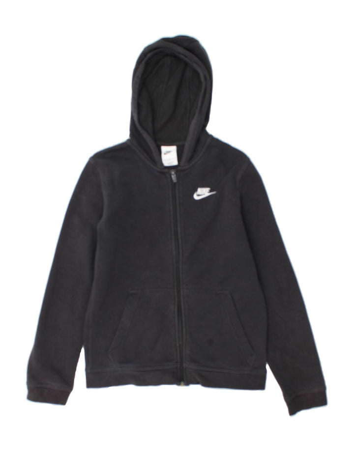 NIKE Boys Zip Hoodie Sweater 12-13 Years Large Black Cotton Vintage Nike and Second-Hand Nike from Messina Hembry 