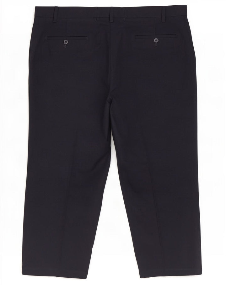 Calça cortada regular masculina Marks & Spencer W44 L26 poliéster azul marinho