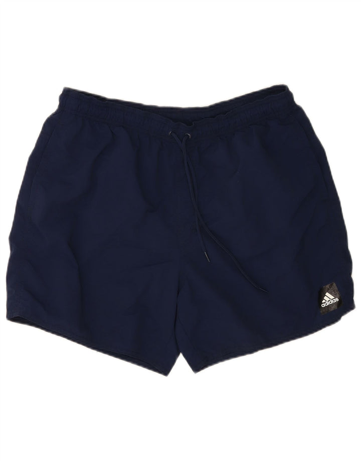 Shorts esportivos masculinos Adidas grandes poliéster azul marinho