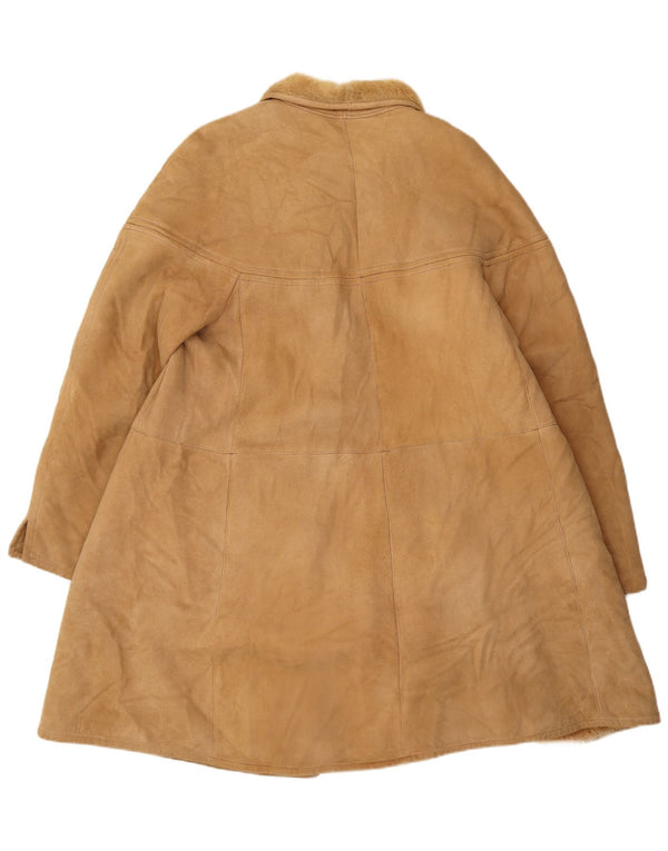 Vintage Womens Shearling Coat UK 14 Large Beige