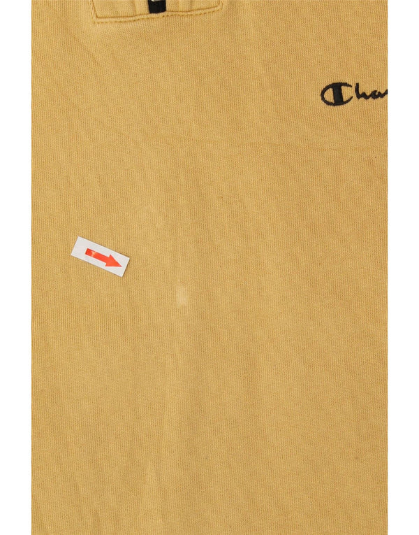 CHAMPION Suéter masculino com zíper e gola grande de algodão bege