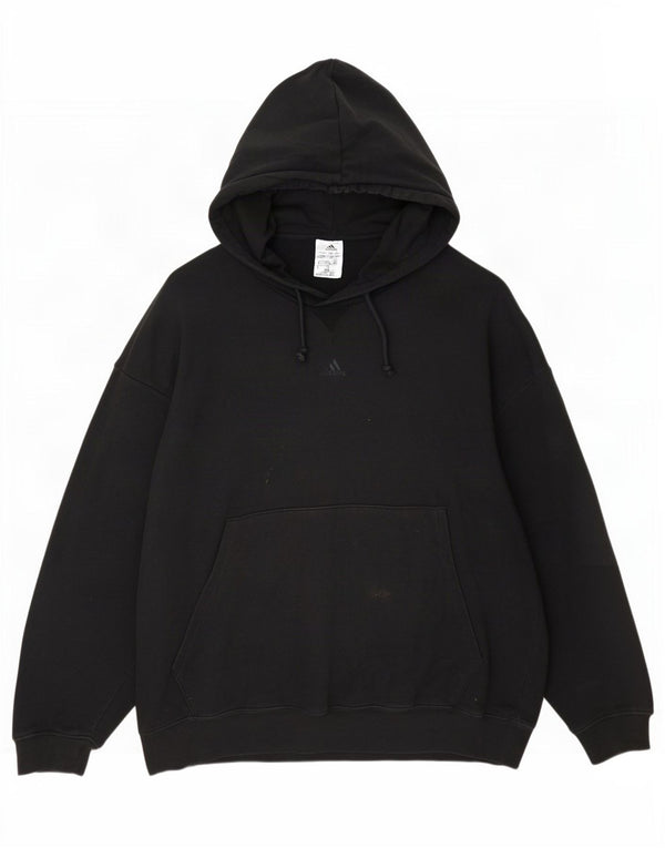 Adidas Mens Loose Fit Hoodie Jumper 2XL Algodão Preto