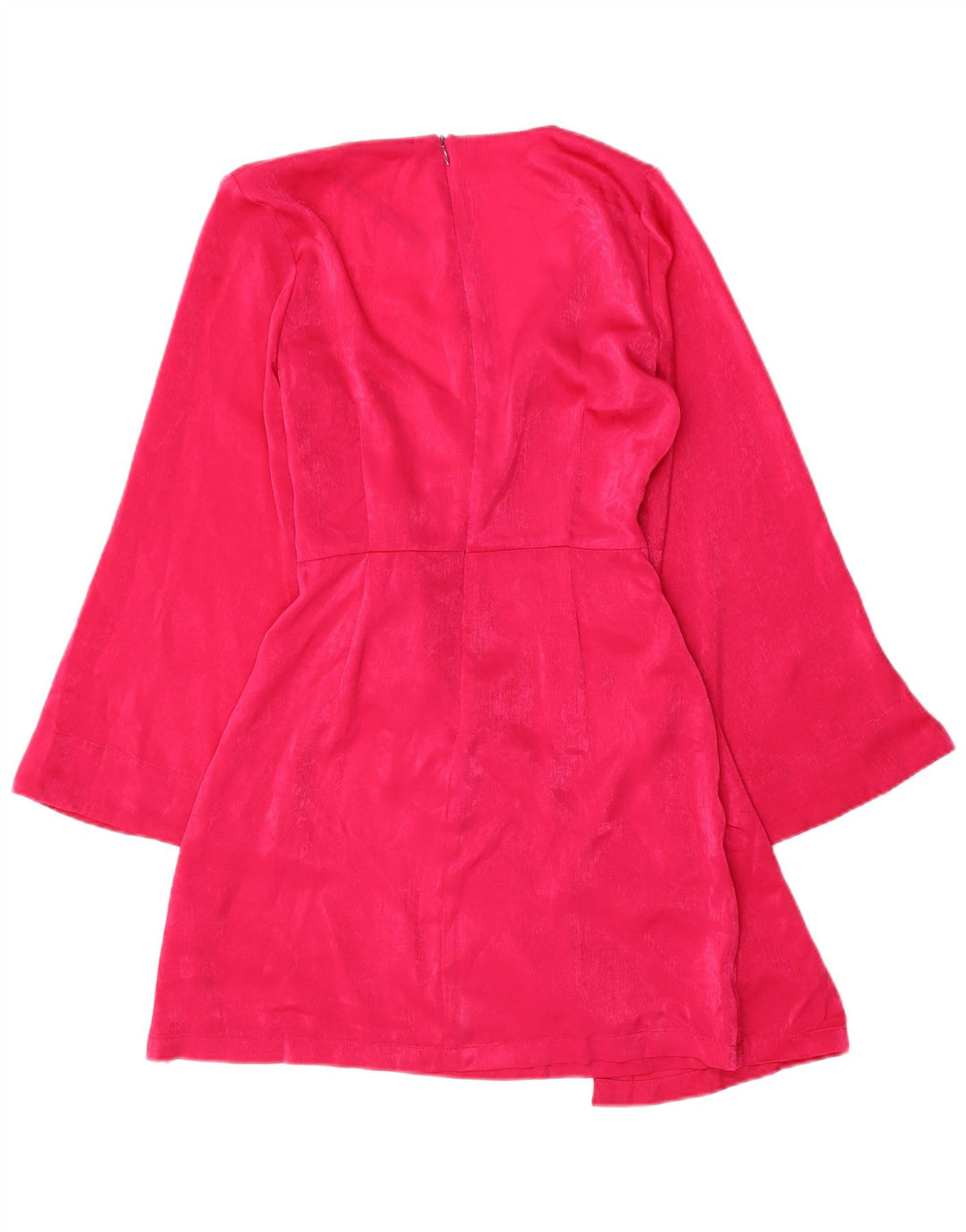 Vestido feminino Zara com bainha de manga comprida UK 10 pequeno poliéster rosa