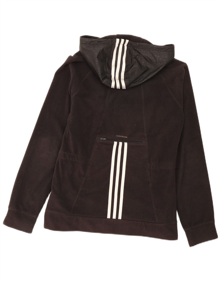 Adidas Womens Hooded Fleece Jacket UK 14 Médio Preto Poliéster