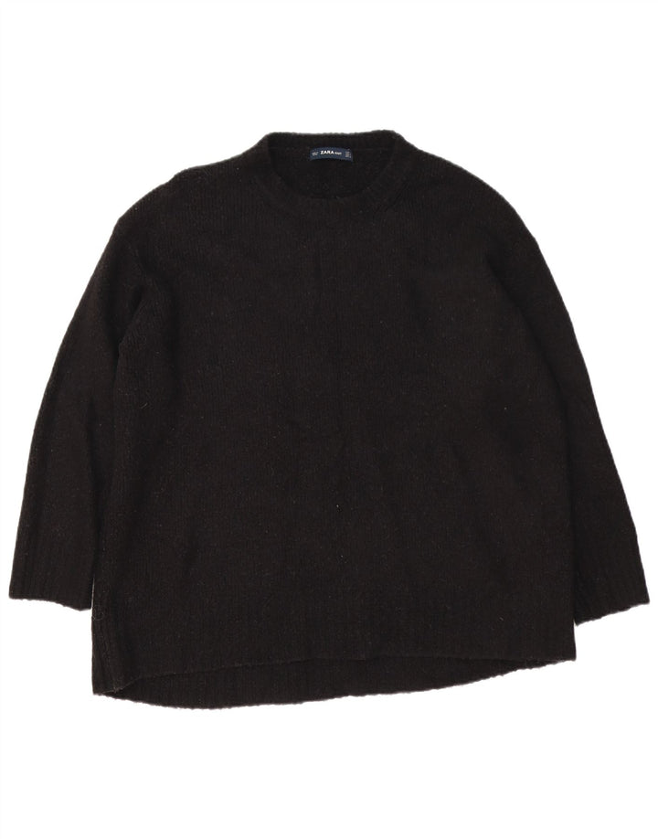 Zara suéter feminino oversized com gola redonda Reino Unido 14 acrílico preto médio