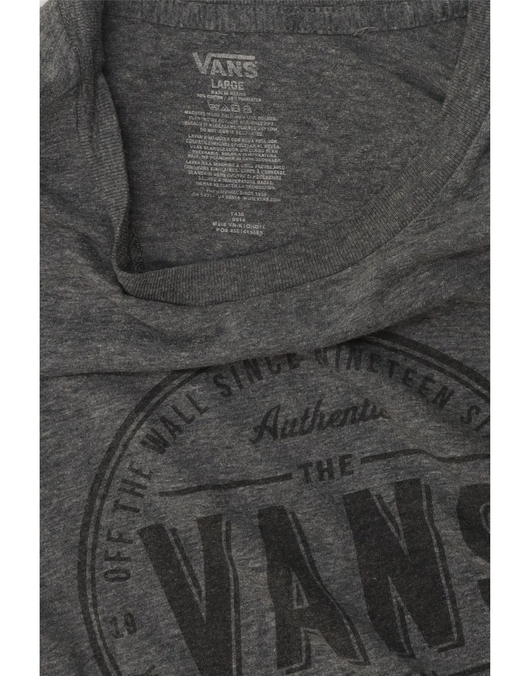 Camiseta Vans masculina gráfica grande algodão cinza