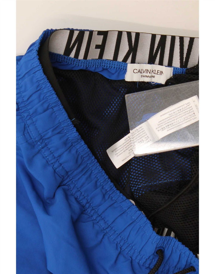 Shorts de natação masculino Calvin Klein gráfico azul médio poliéster