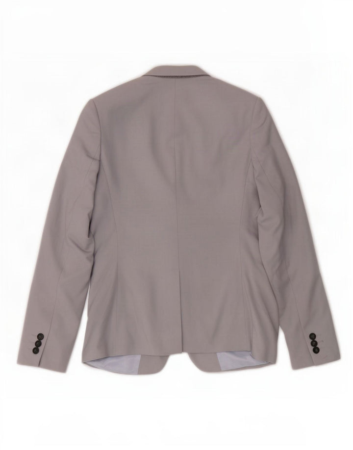 Jaqueta blazer feminina Topshop com 1 botão Reino Unido 8 poliéster cinza pequeno