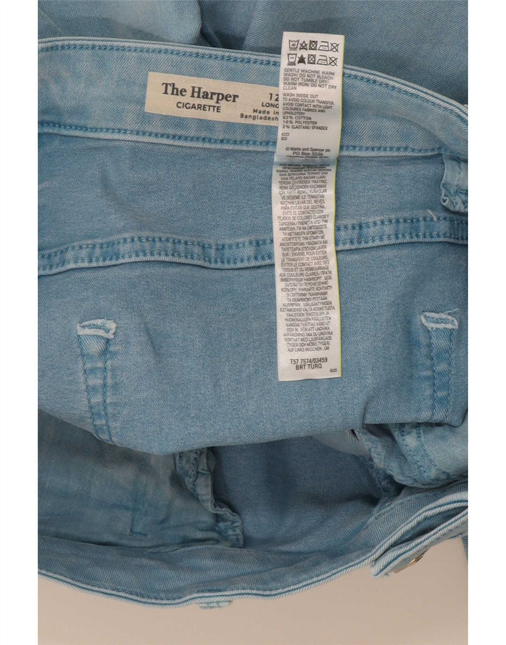 Jeans retos femininos Marks & Spencer Reino Unido 12 médio W30 L27 turquesa