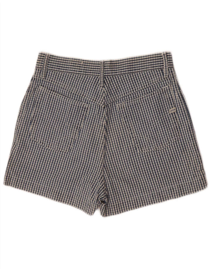 Shorts feminino casual Gas W28 algodão guingão azul médio