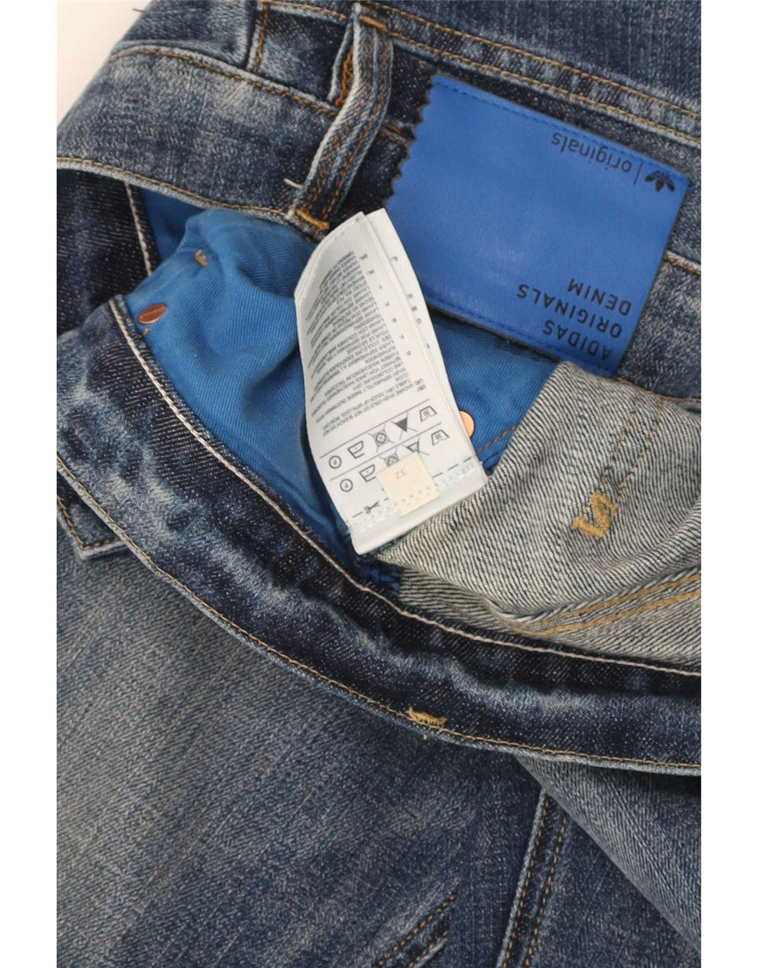 Adidas Mens Straight Jeans W32 L29 Azul Algodão