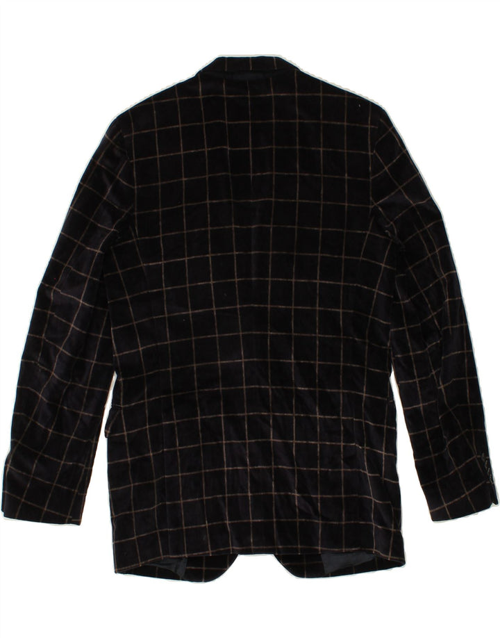 ERMENEGILDO ZEGNA Jaqueta blazer masculina de 2 botões IT 46 pequena xadrez azul marinho
