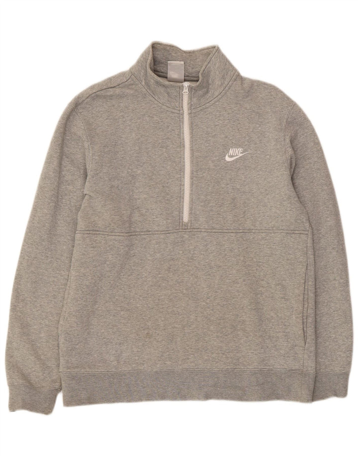 Suéter Nike masculino com capuz e zíper e algodão cinza médio