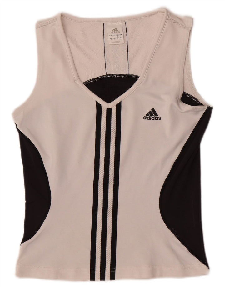 Adidas Womens Vest Top UK 12 Médio Branco Colourblock