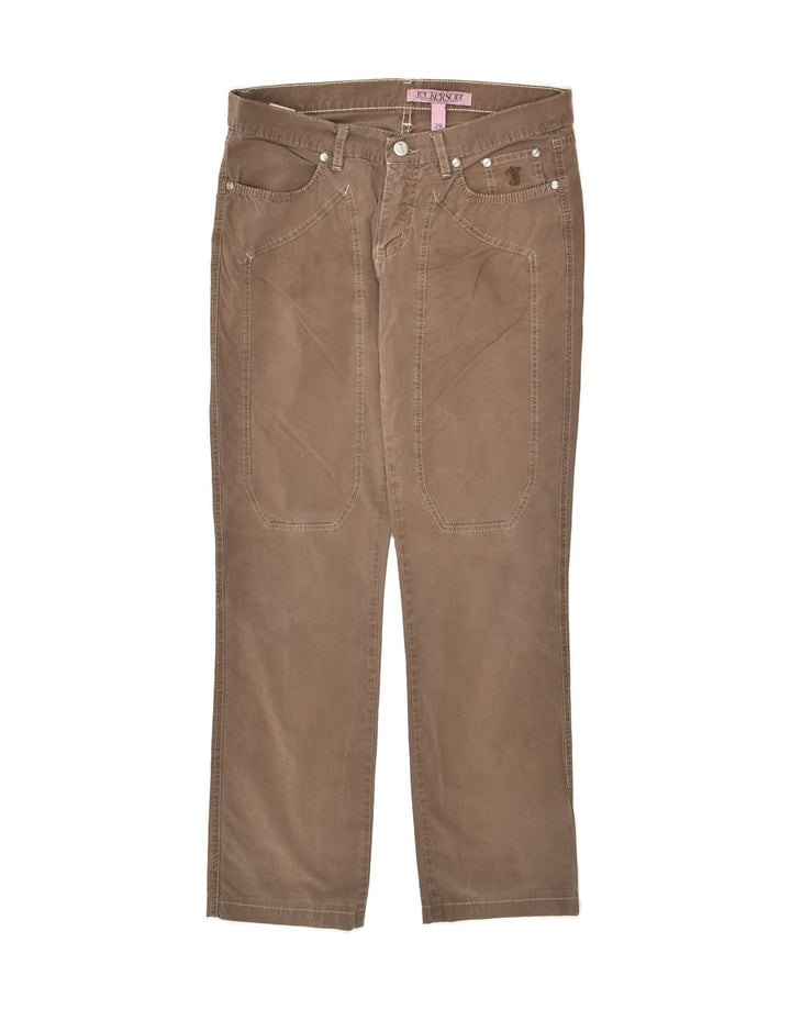 JECKERSON Womens Straight Casual Trousers W29 L28 Brown Cotton | Vintage Jeckerson | Thrift | Second-Hand Jeckerson | Used Clothing | Messina Hembry 