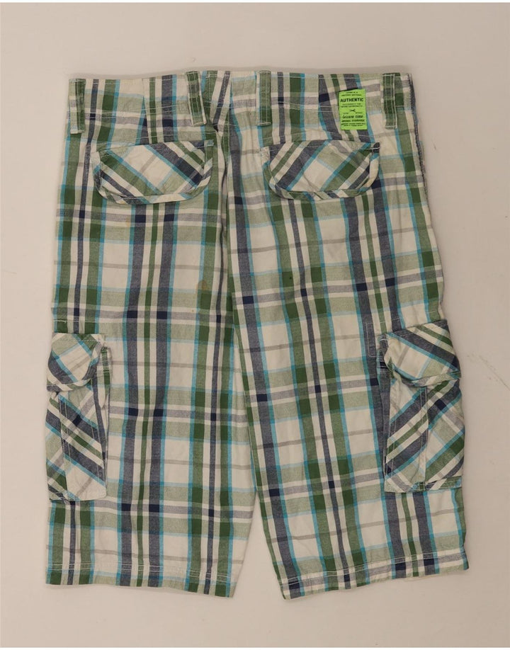 Shorts cargo masculino ZONE IT 46 pequeno W32 algodão xadrez multicolorido