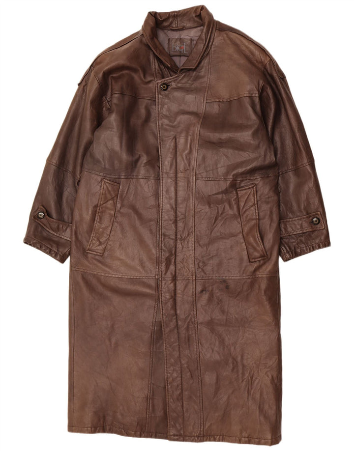 Casaco de couro masculino vintage Reino Unido 38 couro marrom médio