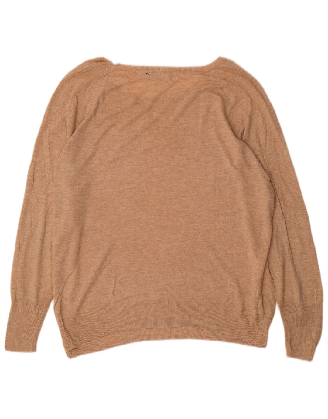 Zara Suéter feminino oversized com gola canoa Reino Unido 14 médio bege