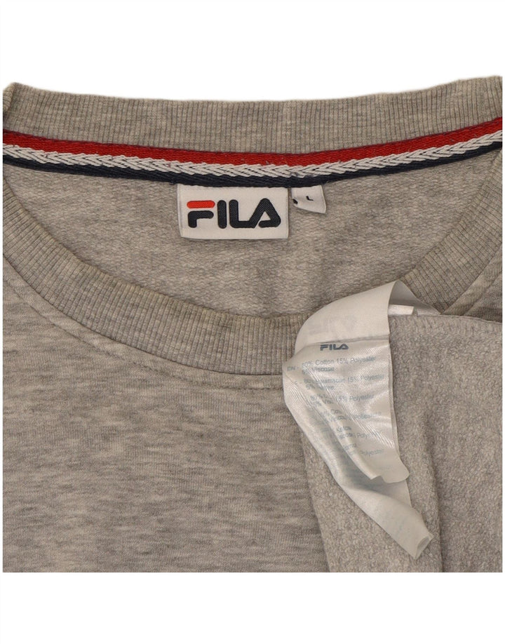 FILA Suéter gráfico masculino grande algodão cinza