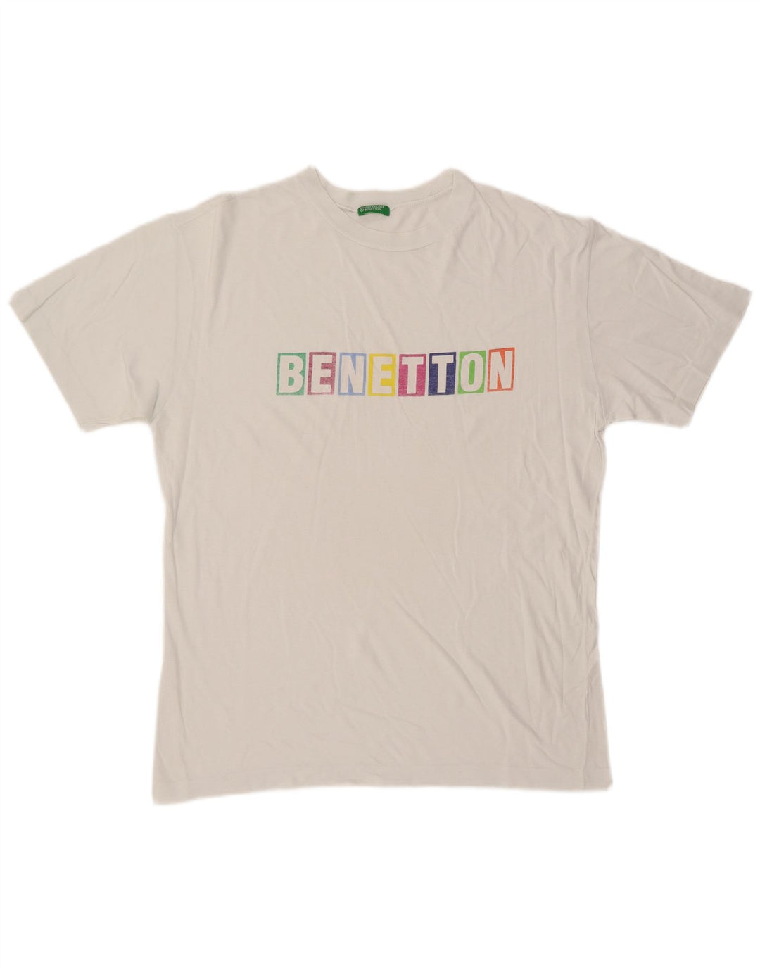 Camiseta gráfica masculina Benetton Top médio branco