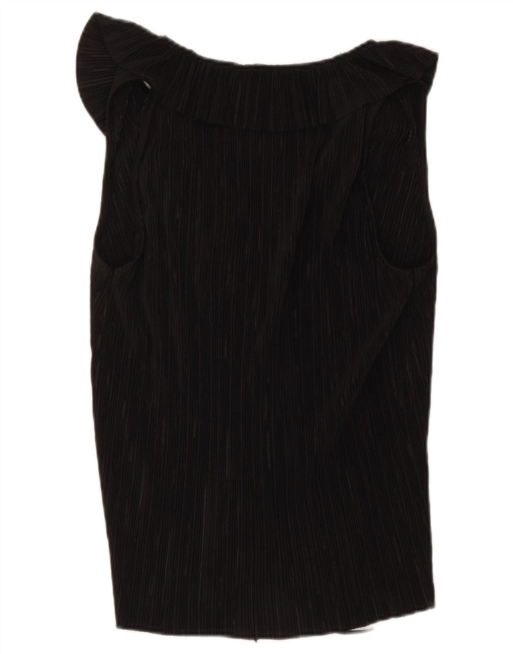 Blusa feminina sem mangas Zara Top UK 12 poliéster preto médio