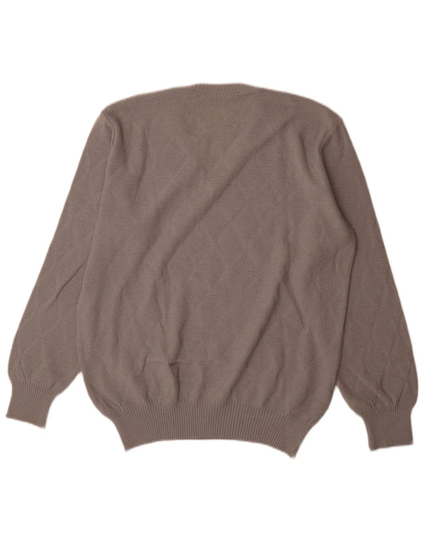 Suéter masculino vintage com decote em V IT 54 XL cinza Argyle/lã diamante