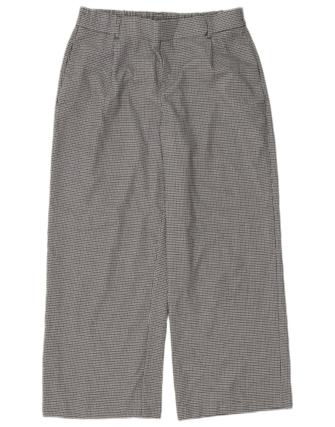 Zara Calça feminina Trafaluc cortada média W28 L25 preta Houndstooth