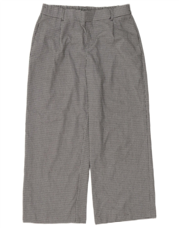 Zara Calça feminina Trafaluc cortada média W28 L25 preta Houndstooth